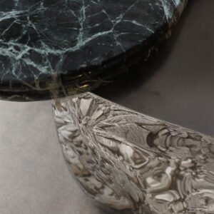 Close-up of green spider marble top of Colgada Coffee Table