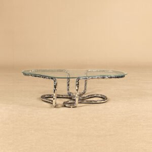 Lasso Coffee Table with polished steel base shaped like looping rope