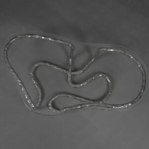 Top view of Lasso Coffee Table with sculptural rope-inspired stainless steel base